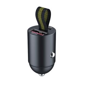 90W Car Charger Fast Charger Mini Metal Car Charger PD30W Fast Charging Hidden Mini Car Charger QC3.0 Car Charger (Color: Black)