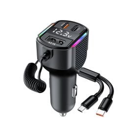 K4PLUS 4 In 1 Car Charger Car Phone Holder Convenient Combination Kit 65W 3 USB PD Fast Car Charger QC3.1 Type C Car Charger 1 USB Charging 2 Typ (Color: Black)
