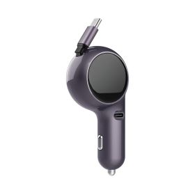 120W Car Charger Fast Charger Convenient Combination Kit Super Fast Car Charger PD30W QC3.0 Dual Power Super Fast Charge With 80CM-31.5in Retract (Color: Purple)