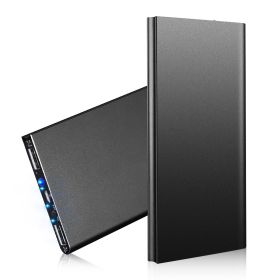 20000mAh Power Bank Ultra-thin External Battery Pack Phone Charger Dual USB Port (Color: Black)